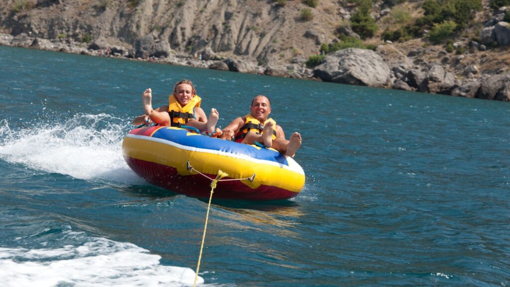 Seajoy yachts and watersports in rethymno crete, sofa rides, banana
