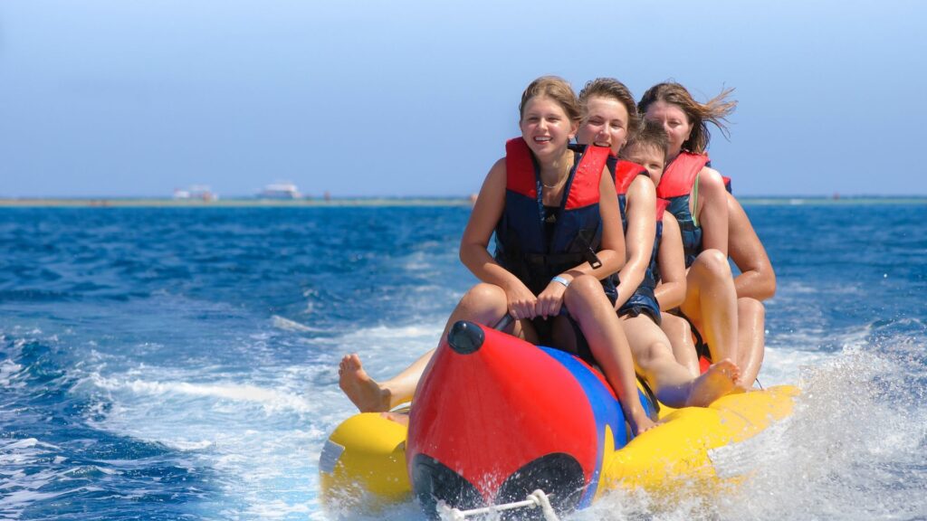 Seajoy yachts and watersports in rethymno crete, sofa rides, banana